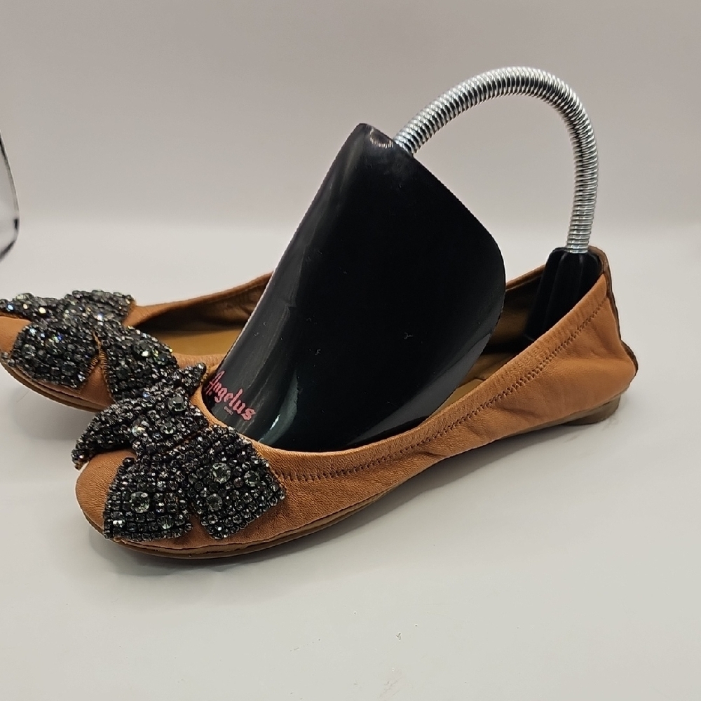 Tory Burch Elegant Brown Beaded Women's Flats Size 5.5